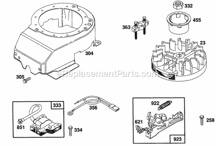 Blower Hsg Flywheel Brake Diagram and Parts List for 125702-0113-01  Briggs and Stratton Engine